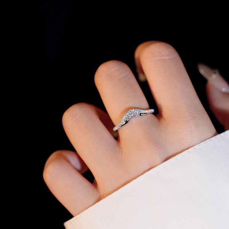 【#178 Ring Enhancer】Smiley Stacking Band ALL vvs Synthetic Moissanite Rings in 925 Sterling Silver Gift for her Birthday Mother's Day