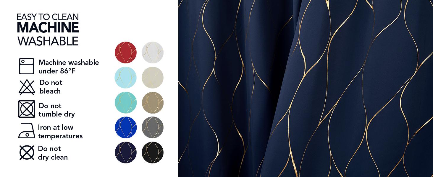 Deconovo Blackout Curtains (2 Panels & Gold Wave Foil Print) - Thermal Insulated,Soundproof Printed Drapes for Living Room, Bedroom, Sliding Glass Door and Office Deconovo Blackout Curtains (2 Panels & Gold Wave Foil Print) - Thermal Insulated,Soundproof Printed Drapes for Living Room, Bedroom, Sliding Glass Door and Office