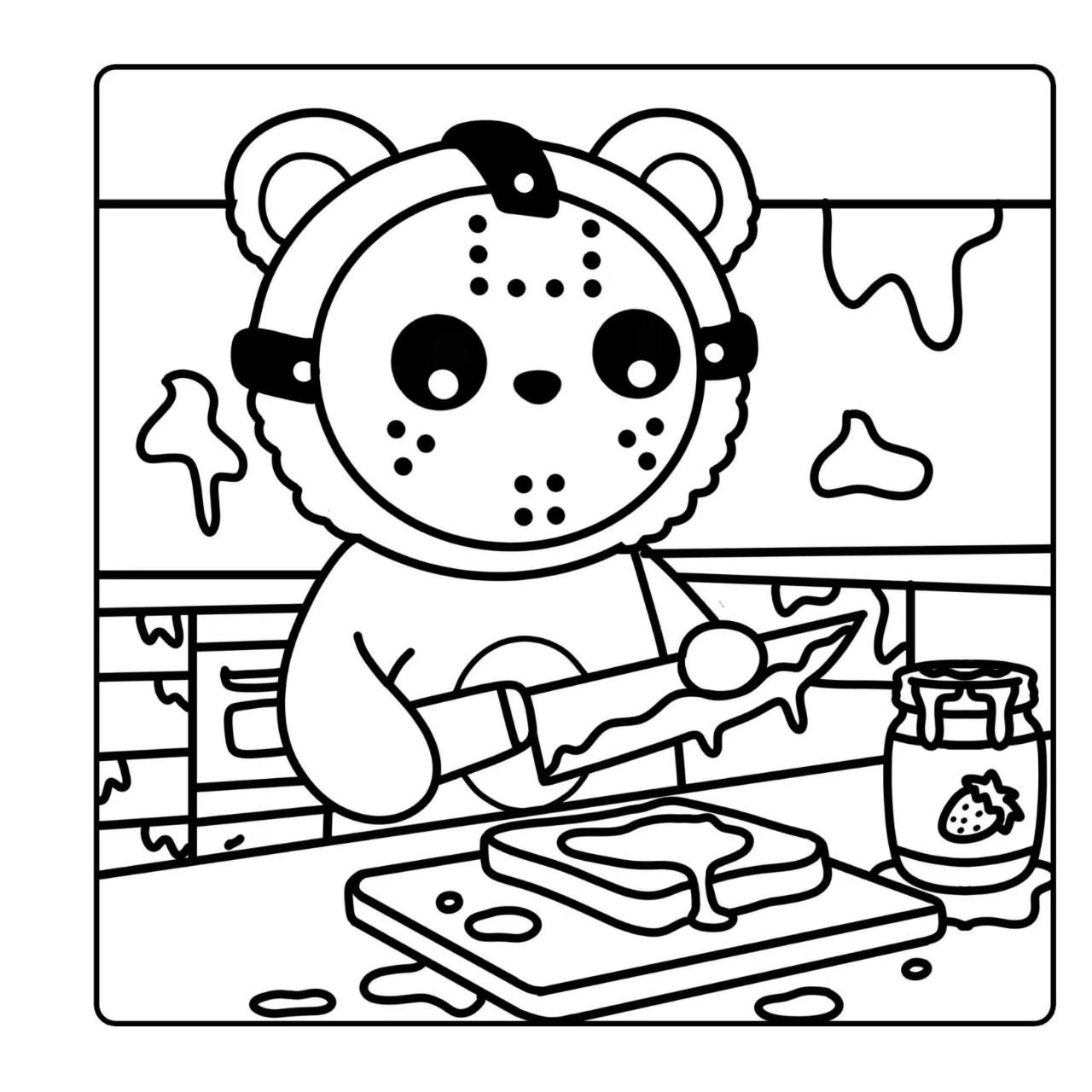 Cute Horror IPS Coloring Book, Perfect for Horror Fans, Stress Relief Craft, Easy Design for All Ages, Ideal Gift for Horror Enthusiasts