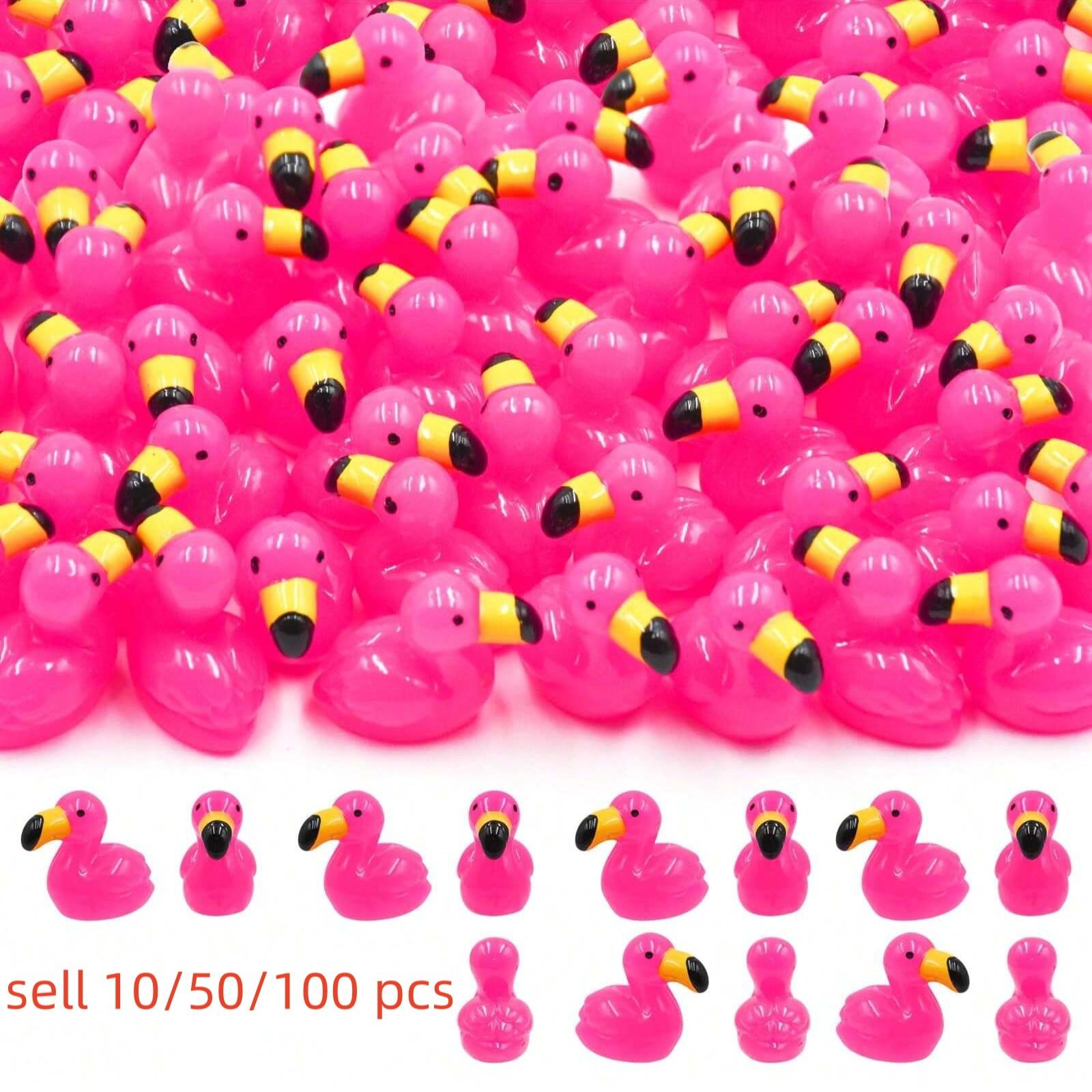 10/50/100 Pcs Mini Resin Flamingo Ducks, Flamingo Tiny Ducks, Cute Flamingo Figurines Ideal For Cake Topper Garden Dollhouse Landscape Aquarium Ornaments Decoration DIY Crafts