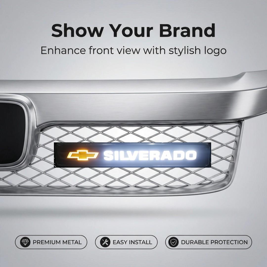 LED Front Grille Emblem Light for Chevrolet Silverado 1500/2500, No Drilling Installation, Plug-And-Play, Enhance Pickup Style