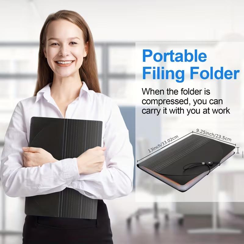 25-Grid Multi-Layer File Organizer, Plastic Expandable Folder, A4 Size Document Holder with Blank Labels, for Files, Bills, Receipts