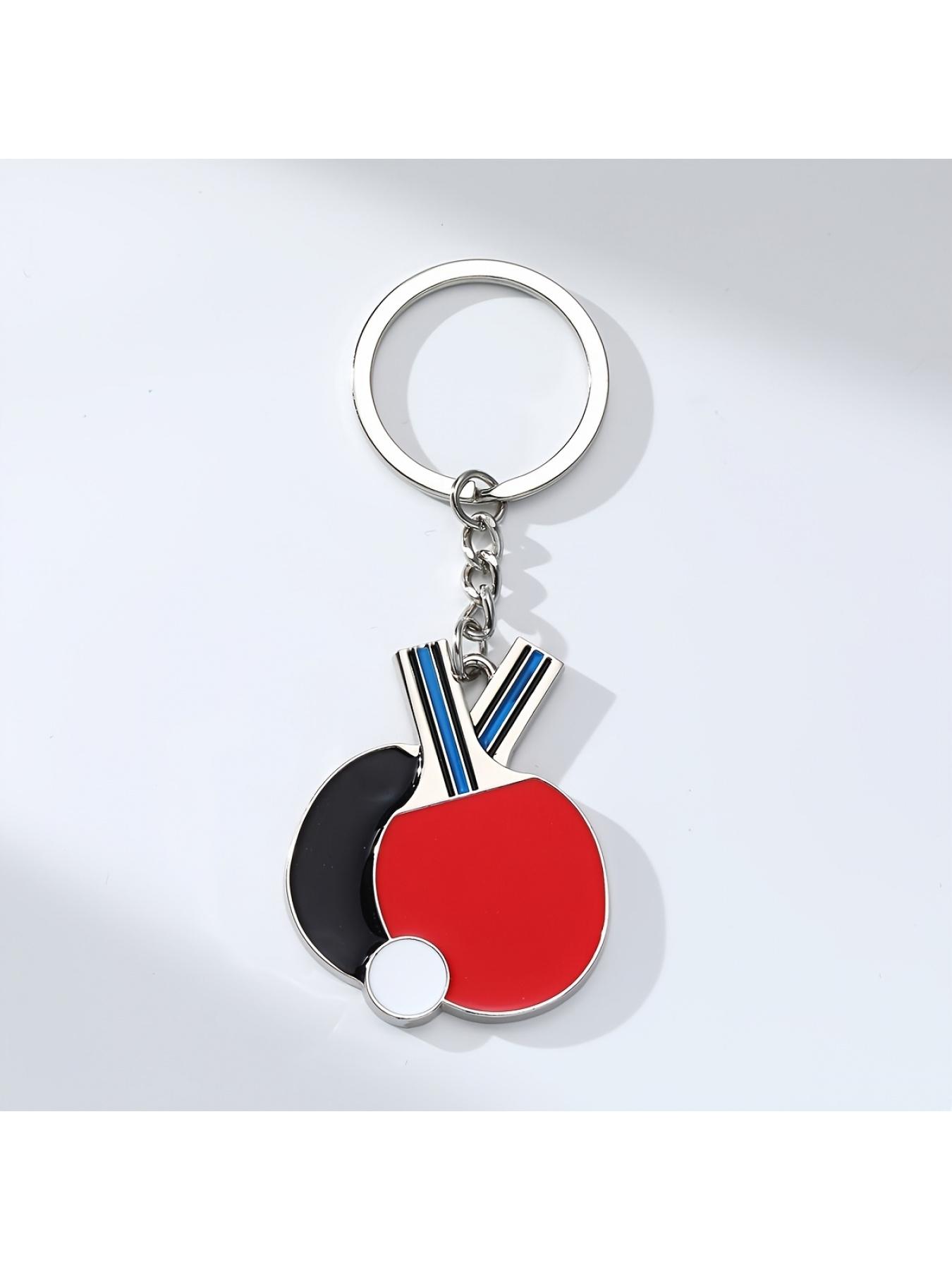 1pc Alloy Drip Mini Ping Pong Key Chain - Round Clasp, Backpack Accessory, Perfect Gift for Sports Lovers