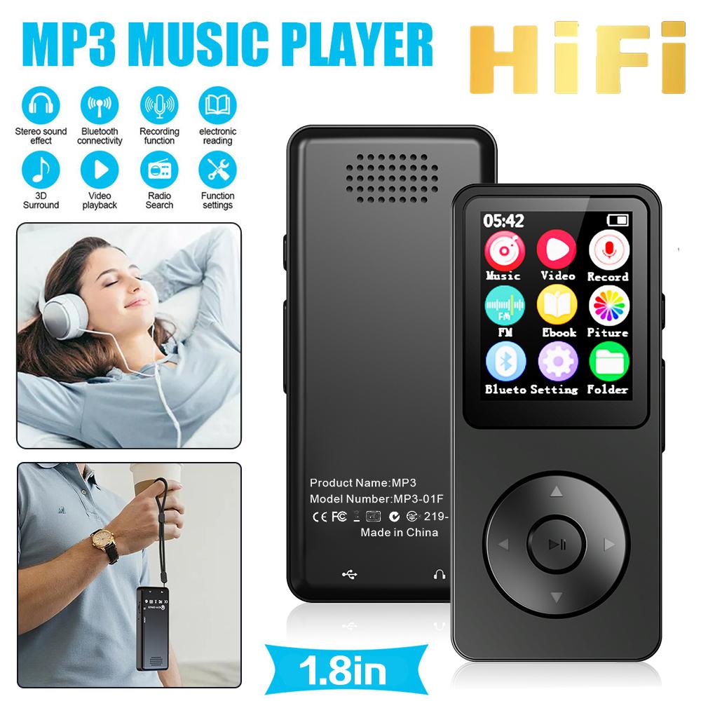 HiFi Lossless Audio MP3 Player with Rubber Dirt-Resistant Design, Bluetooth, Type-C, Built-In Speaker, FM Radio, E-Book Support, Multi-Language, AVI Video Playback, WMA Compatibility, Swimming-Ready Water Resistance for Students