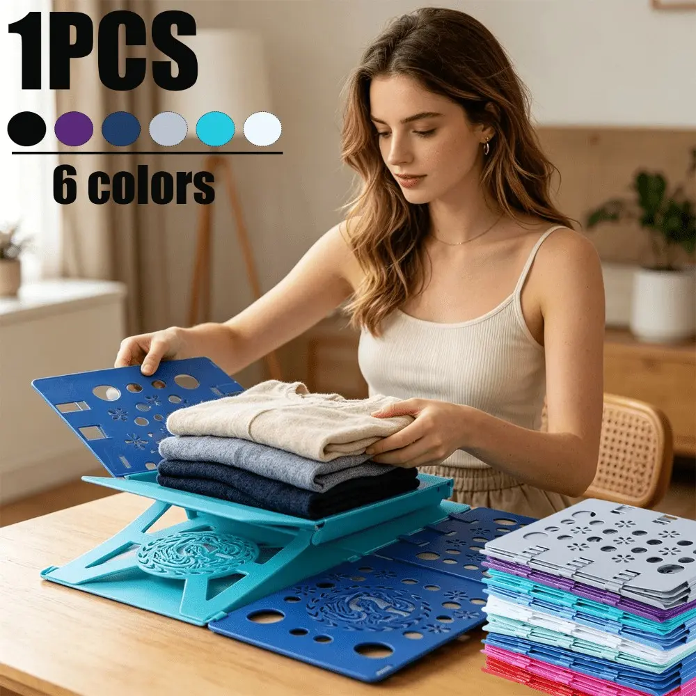 Portable Clothes Folder Tool for T-Shirts, Shirts & Pants, Space-Saving Lightweight Plastic Folding Device for Home Storage, Compact Folding Aid for Travel & Small Spaces, Wardrobe Organizer