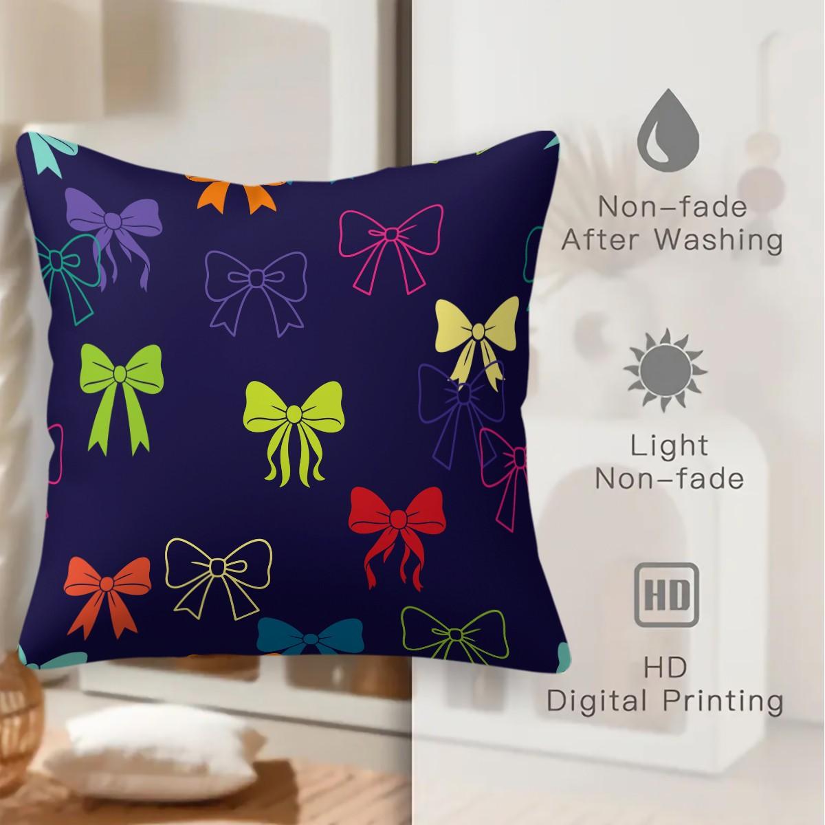 1 Piece Coquette Pink Bow Print Body Pillow, Memory Foam Pillow & Decorative Pillow Option, Cute Y2K Digital Print Throw Pillow with Insert, Soft Square Cushion for Sofa, Bedroom, Dorm, Aesthetic Girly Room Decor