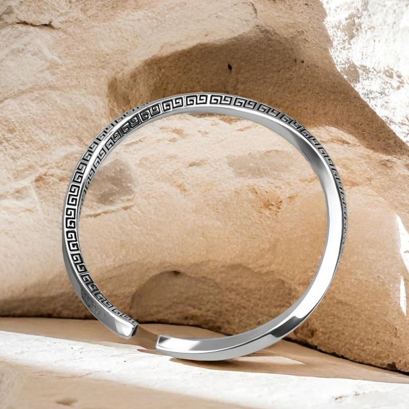 Solid Silver s925 bracelet Sterling Silver bracelet Men's open bracelet can be freely adjusted size send boyfriend send Dad birthday holiday gift Silver weight 32g / 1.12oz