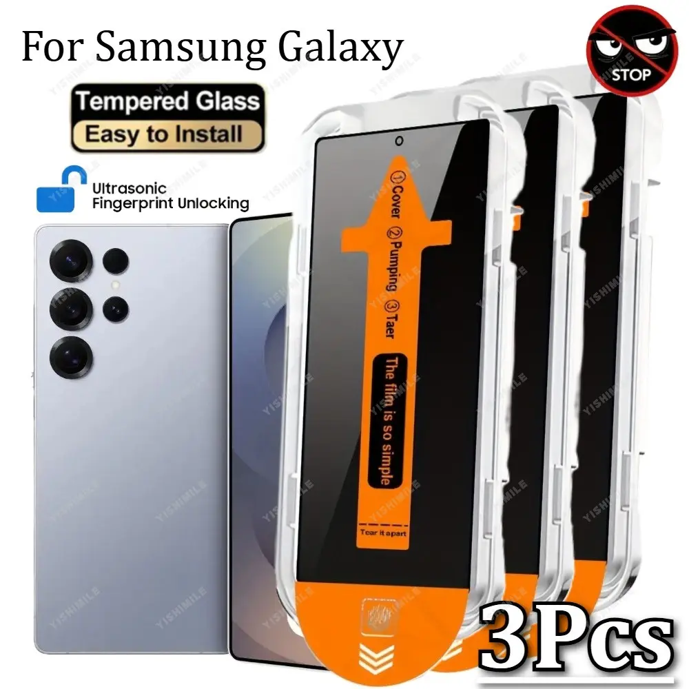 3-Pack Privacy Screen Protector for Samsung Galaxy S22/s23/s24/s25, Tempered Glass, Full Coverage, Easy Installation, Device Security