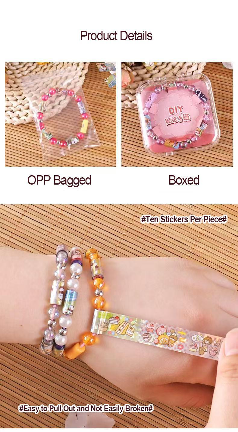 StickiRolls Creative DIY Stickers Bracelet - No Battery Needed Hand String Bead Toy, Unisex Stress Relief Sensory Regulation Kids' Stationery for DIY Crafts, Beads
