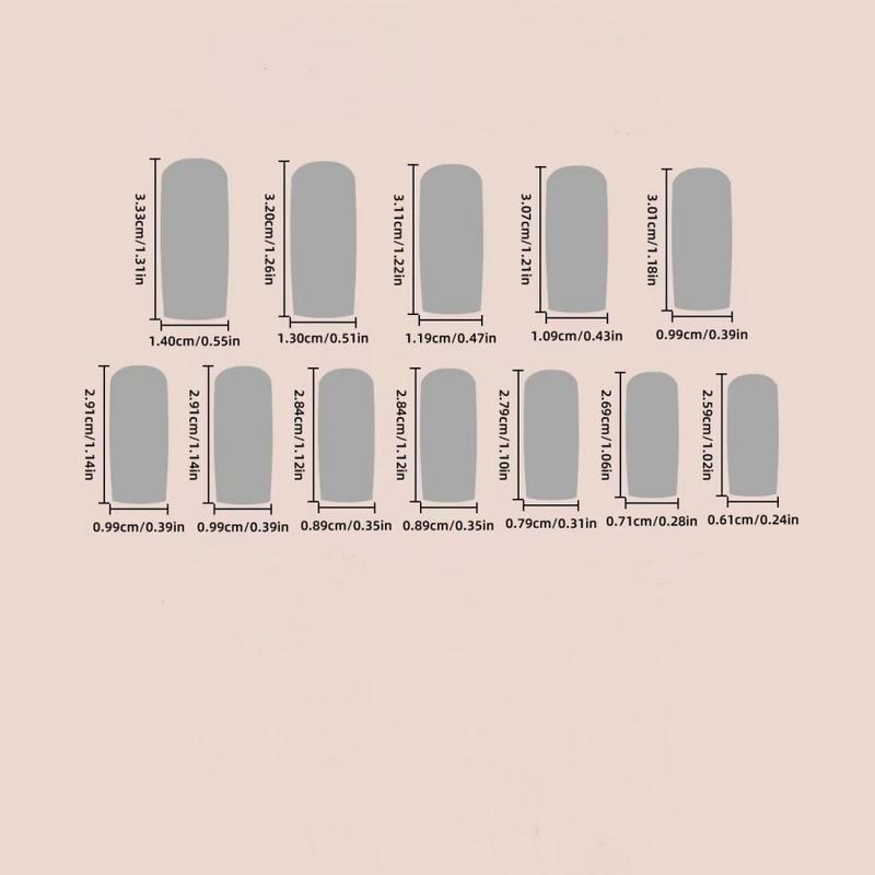 Orange Fake Nails Kit with Nail File & Tape, 48pcs/set Glossy Long Square False Finger and Toe Nails for Women & Girls