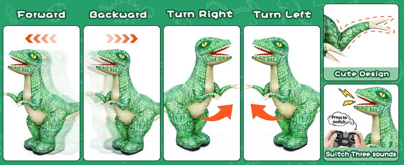 2.4GHZ Remote Control Inflatable Dinosaur Toy, Electric Toy Dinosaur with 360°Rotation and Sound Effects,Rechargeable Walking Dinosaur Toy, Birthday Gifts for Boys Kids Age 6-8 8-12