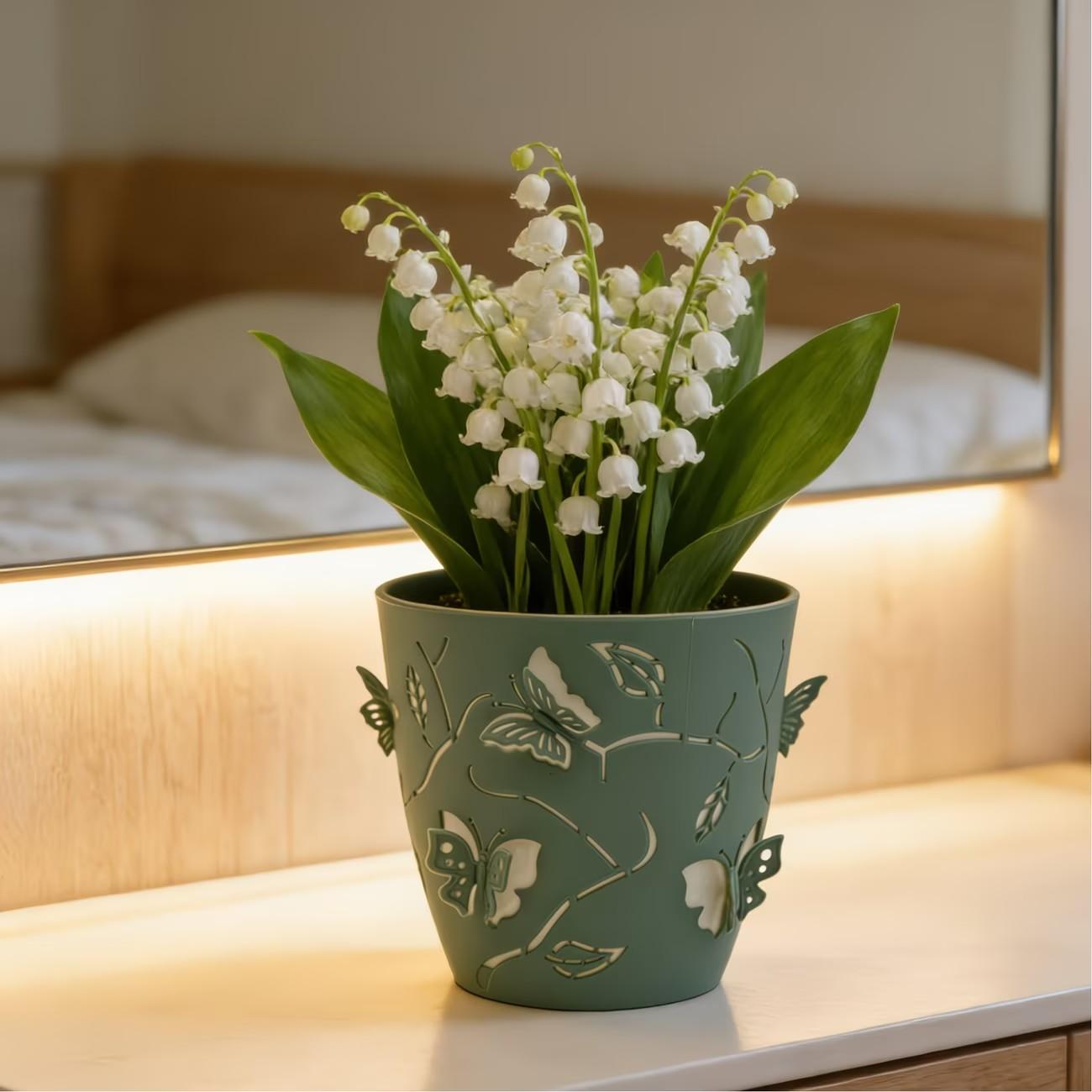 2pcs Flying Butterfly Pattern Double-Layer Flower Pot, Multi-Color Insect Design, Drainage Hole, Indoor & Outdoor Garden Decor, Home Gift