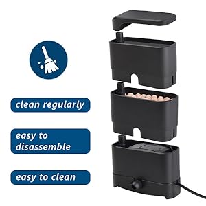 hygger 150GPH Turtle Filter with 2 Sponges & Bio Ball, 3-in-1 Water Circulation Draining Bio Filtration Amphibian Tank Filter 5 to 50 Gallon for Reptile Frog