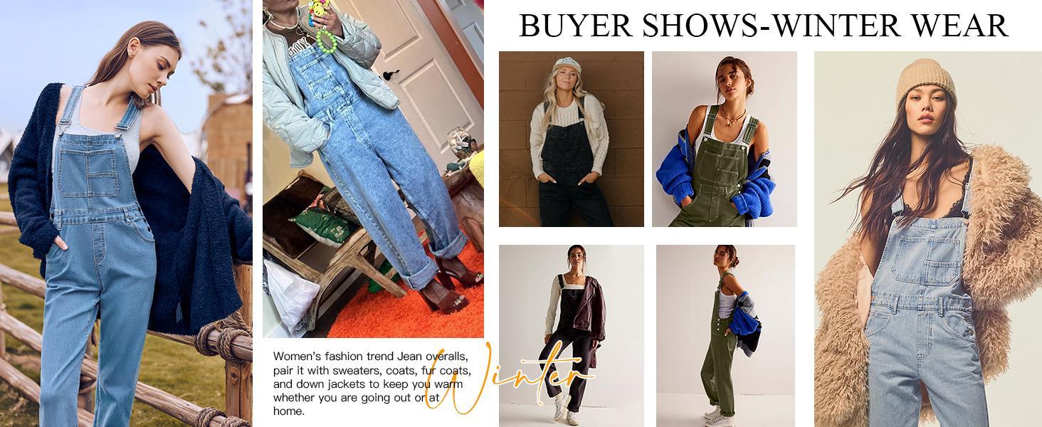 Imily Bela Womens Denim Bib Overalls Barrel Leg Adjustable Strap Jean Pants Jumpsuits with Pockets