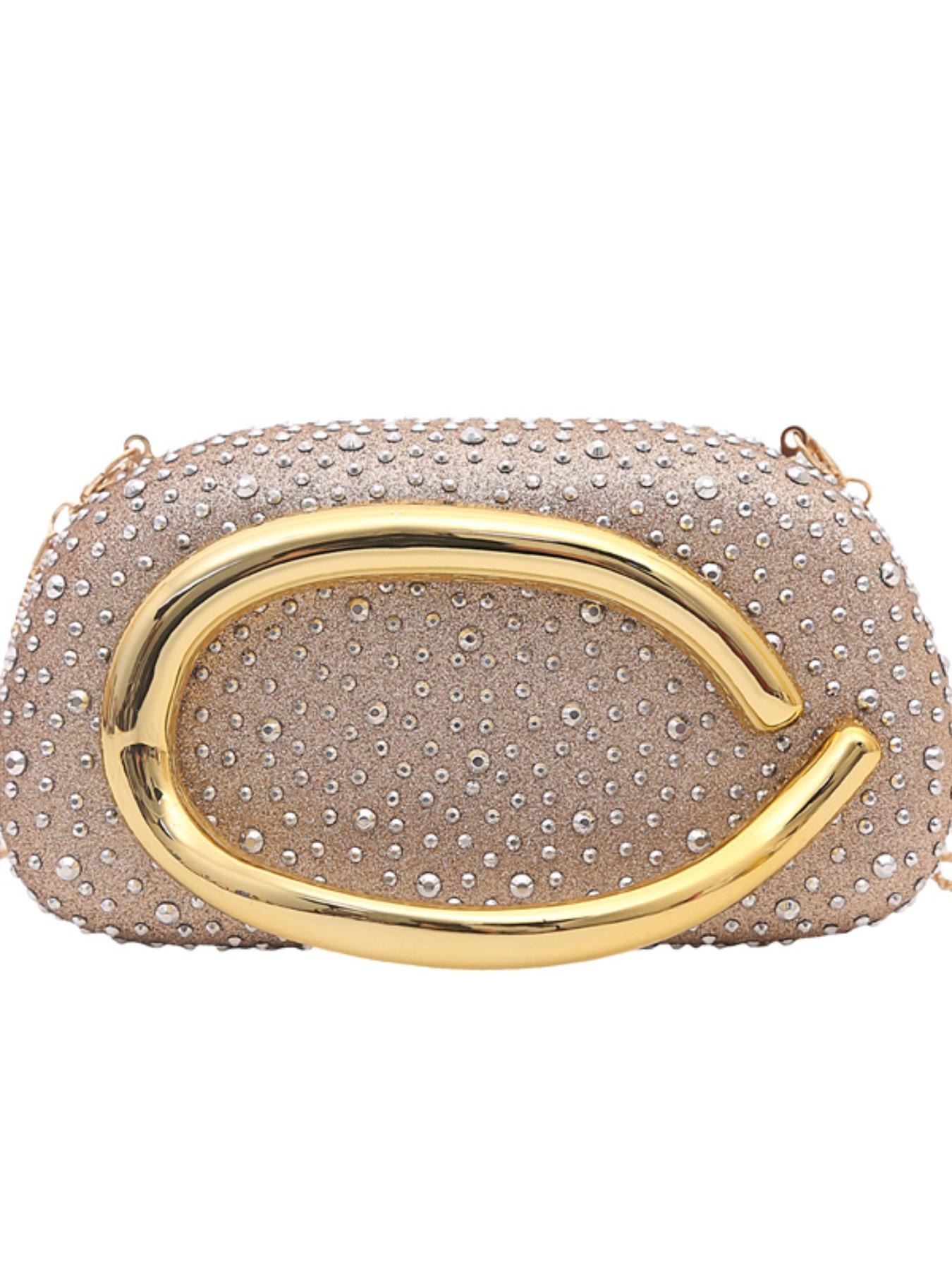 New Flashy Rhinestone Shoulder Bag, Crystal Decor Top, Spacious Interior, Chain, Y2K Style, Perfect for Parties, Nightclubs, Concerts