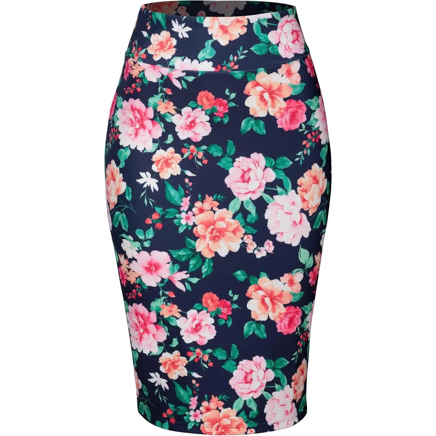 Women's Office Work Pencil Skirt Stretch High Waist Knee Length Bodycon for Business Casual