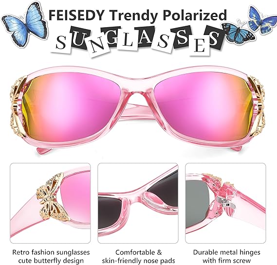 EyeconicFinds Women's Polarized Night Vision Glasses, Yellow Lens, Anti-glare, Safe Driving, B0103, Y2K Style, UV Protection, Sunglasses, B0078