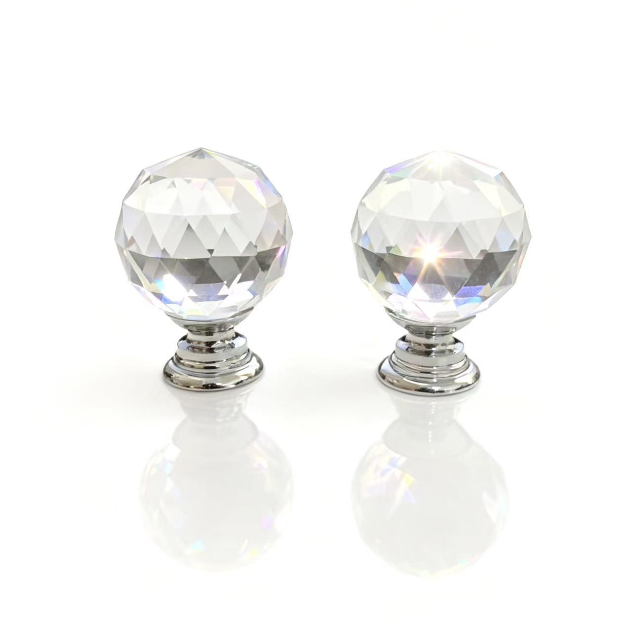 10 Crystal Drawer Knobs, Round Handle Ball Pulls, Suitable for Cabinets, Dressing Tables, Drawers, Kitchen Furniture - Transparent, Door Knob, Door Hardware
