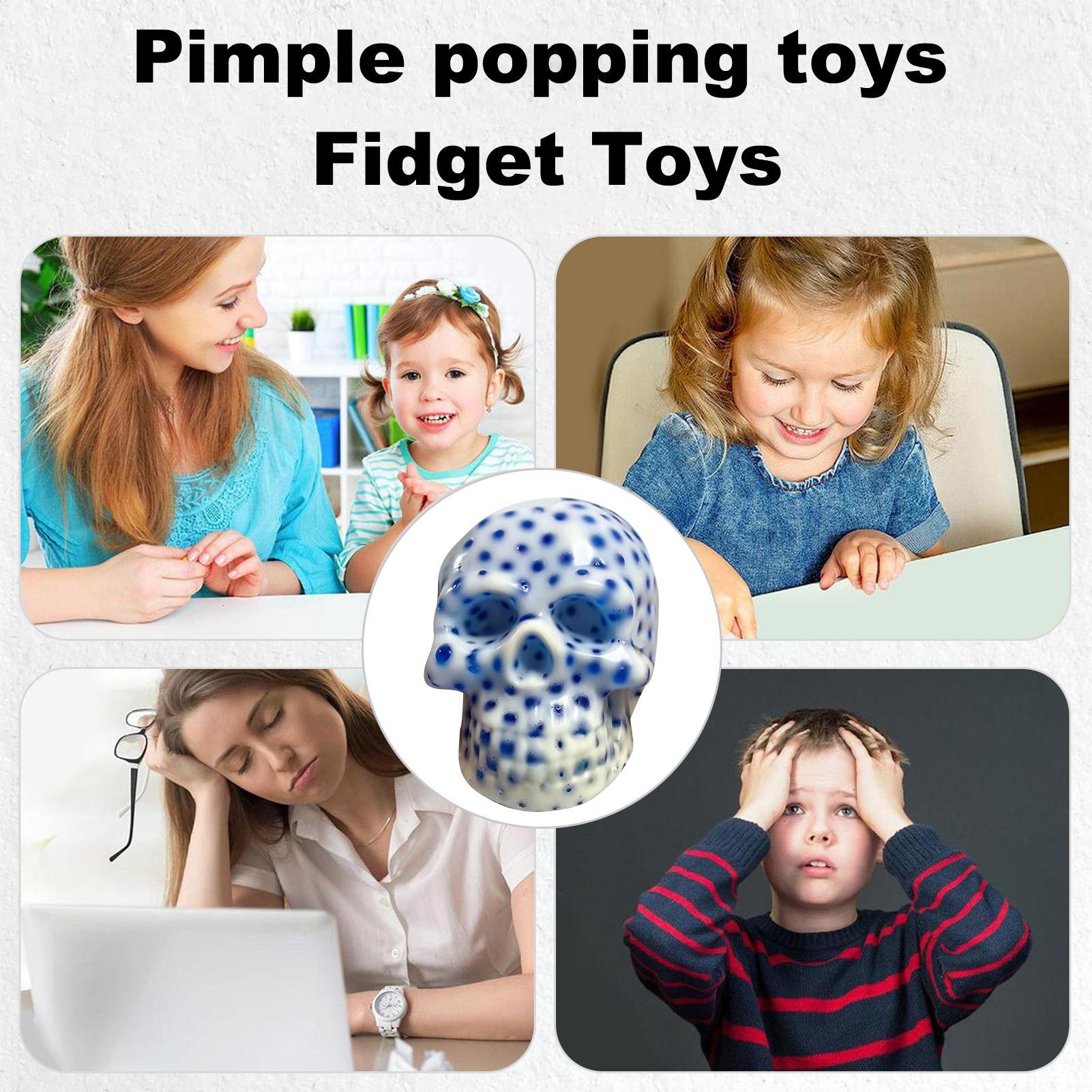 Pimple Popping Toy Zit Popping Skull Sensory Fidgets for Kids Reusable Satisfying Gadgets Party Favors for Study Relieving