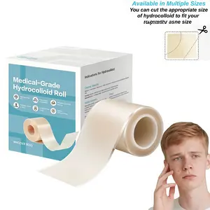 Skin care, hydrocolloid patch roll for wound care - can be cut to desired size, extra-large hydrocolloid adhesive bandage, self-adhesive, highly absorbent, flexible and waterproof, essential for first aid kit, medical acne patch adhesive bandage