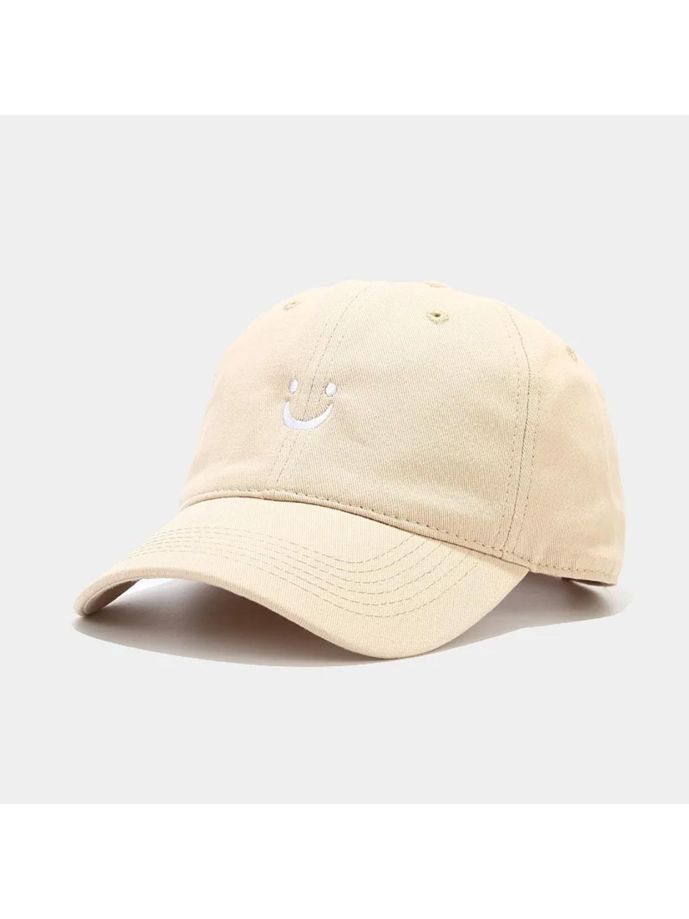 Soft Cotton Baseball Cap for Women Men Smile Face Embroidery Adjustable Low Profile Unstructured Snapback Dad Hat