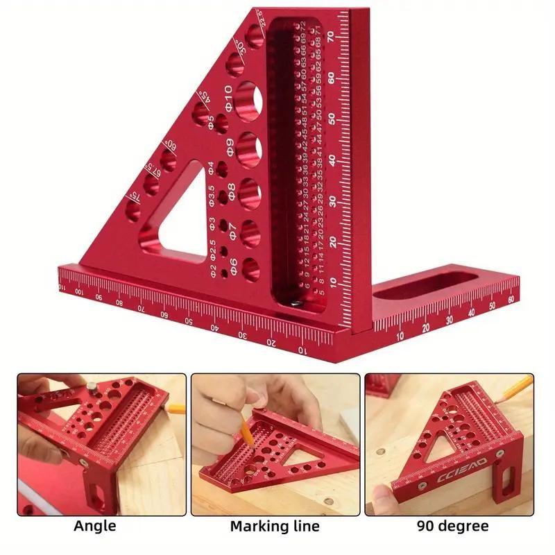 Aluminum Carpenter Square Scriber, 22.5-90 Degree Multi-Angle Protractor, High Precision Woodworking Drawing Line Ruler, Durable Tool for Carpenters