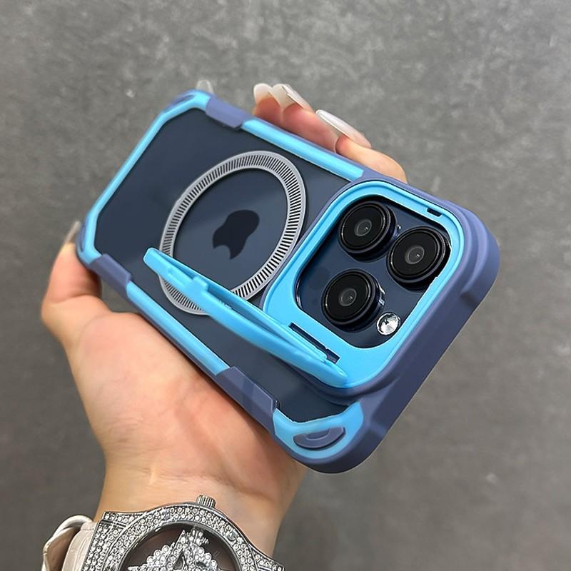 Premium Transparent Protective Case for Iphone 17 16, 15, 14, 13 Pro Max Air Plus, Featuring Magnetic Attachment And a Camera Lens Stand  Compatible with Magsafe