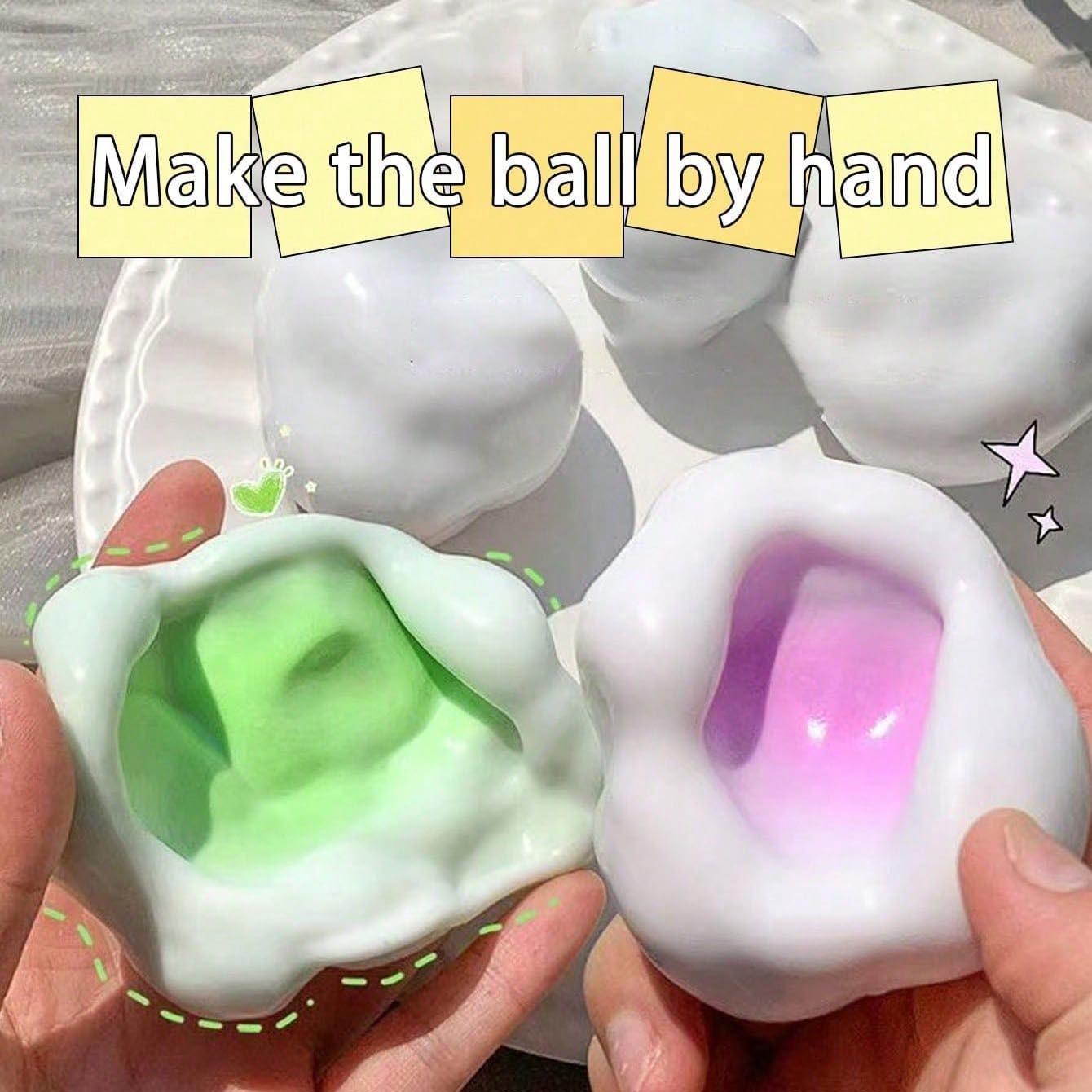 3pcs Handmade Mochi Stress Relief Toy, Soft Squishy Glutinous Texture with Thin Ice-Skin Feel, Squeeze to Relieve Stress, Ideal Gift for Office, Parties and April Fool's Day (No Air Pump)