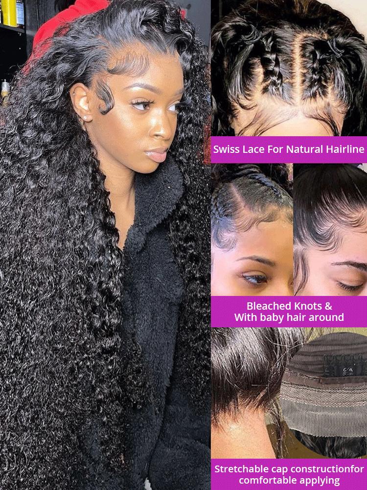 [30" = $116] Deep Wave 13x6 Lace Front Wigs Human Hair Wigs Brazilian Transparent Deep Curly Lace Frontal Wigs Human Hair Lace Front Wigs Pre Plucked 180% Density Natural Color TikTokShopBlackFriday