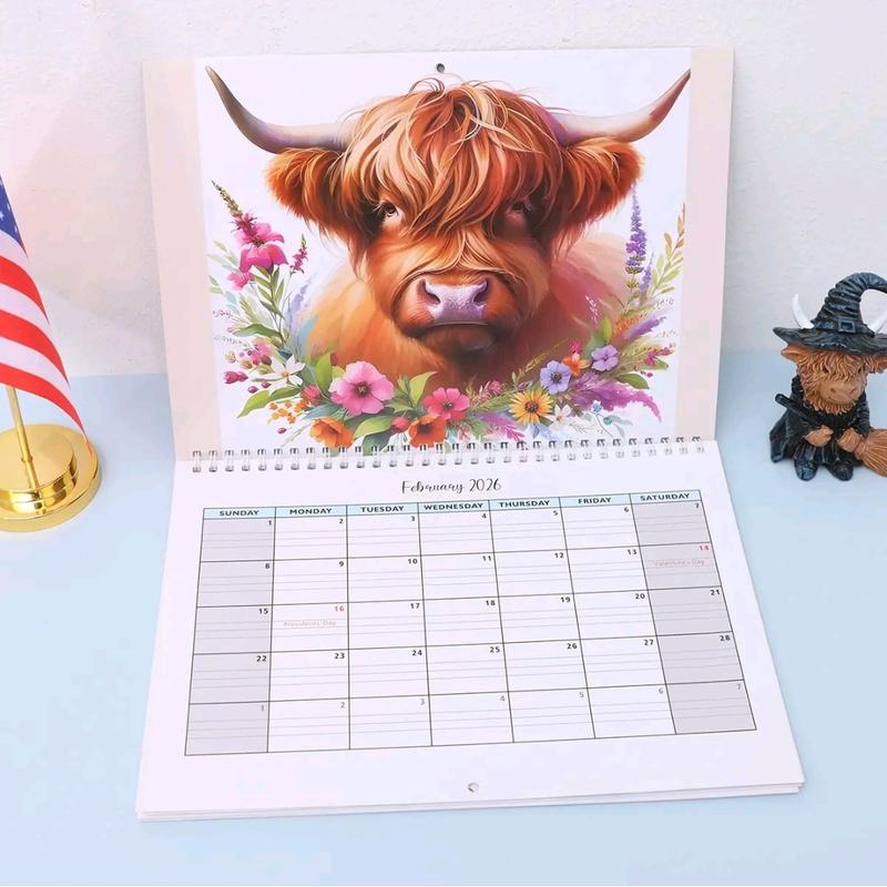 2026 Highland Cow Calendar, Desktop Calendar, Tear Off Calendar, Elegant Home Wall Art, Daily Schedule Planner, Perfect New Year Gift Idea