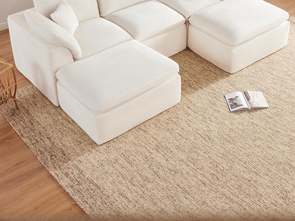 【2-7 Packages】112" -142‘’Cloud Sectional Couch, Boneless Couches for Living Room, L Shaped Couch with Convertible Ottoman, Modular Sectional Sofa with Deep Seat, Comfy Soft Cushions, No Assembly