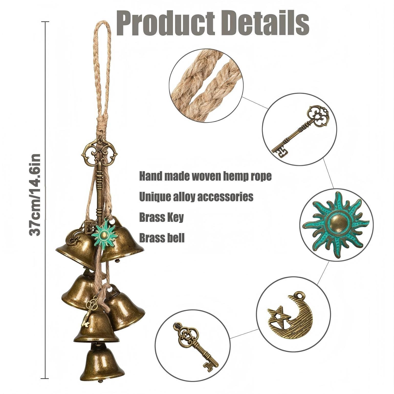 Witch Bell Door Handle Protection Wind Chime Metal Craft Outdoor Garden Decoration, Wind Chime Decorative Artisans' Work