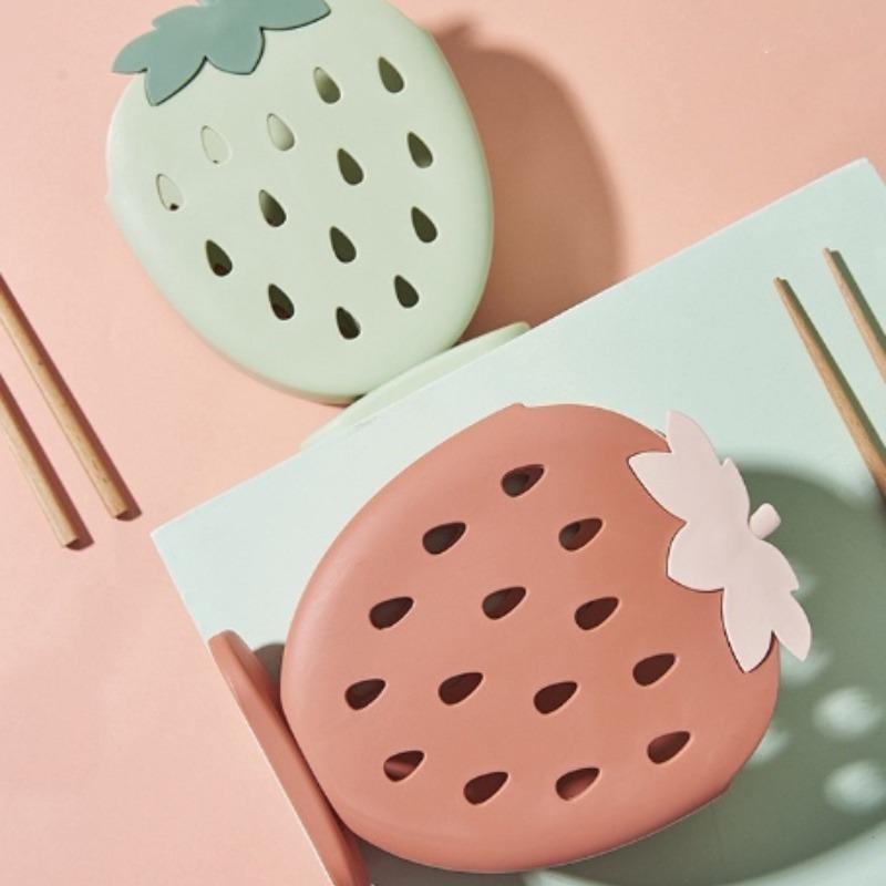 1pc Strawberry-shaped Kitchen Utensil Rack - Multifunctional Storage Box with Drainage