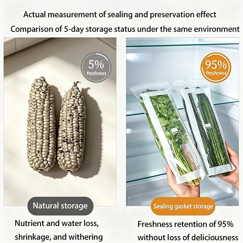 50pcs Grade PE Plastic Long Strip Storage Bags with Snap Buttons - Airtight Seal Kitchen Preserving Containers, Disposable Durable Transparent, Space-Saving for Refrigerator Fruits, Meat
