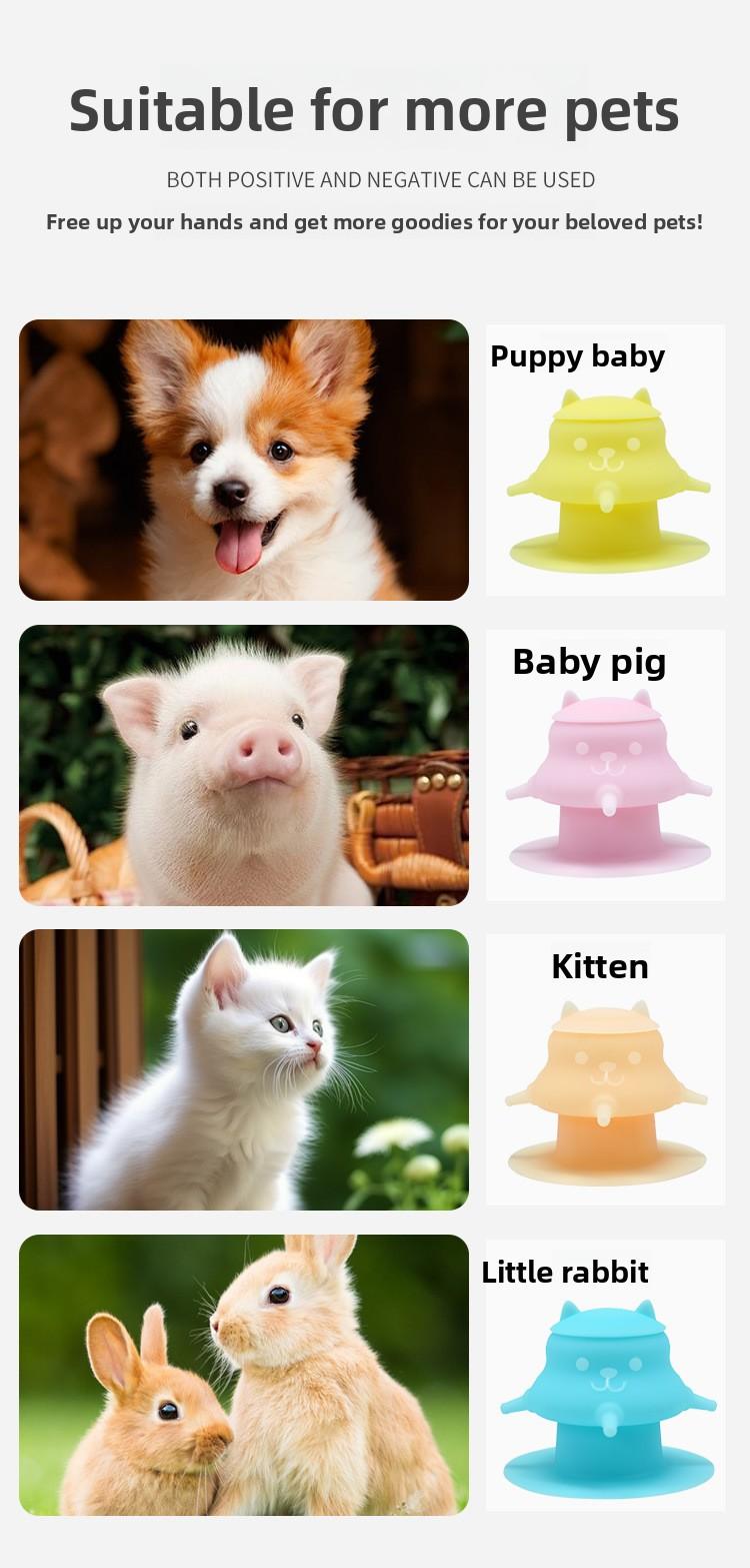 Pet Bionic Milk Feeder with 4 Soft Nipples, Silicone Suction Cup Anti-Tip Design, Feeding Supplies for Kittens Puppies Rabbits & Small Newborn Pets