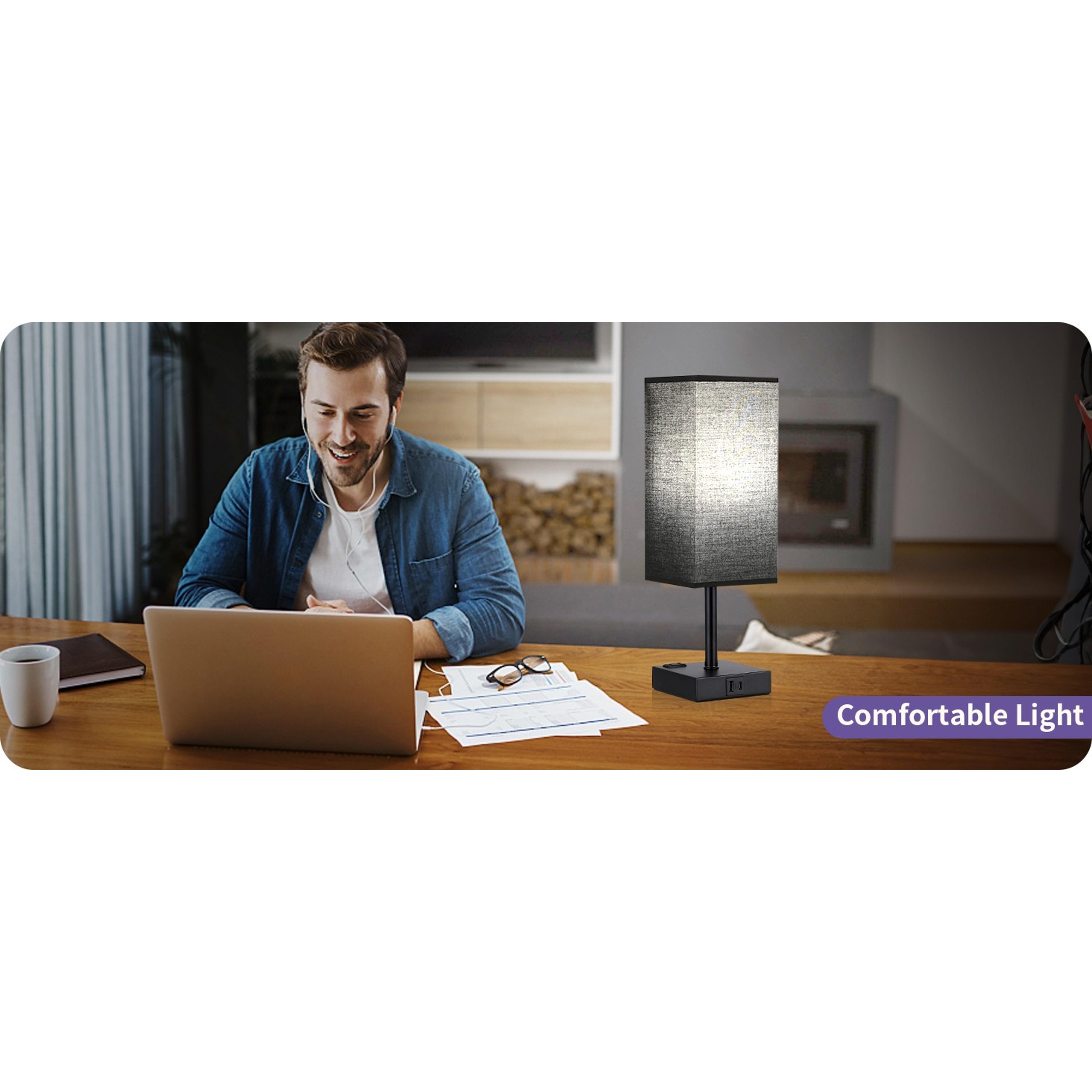 Black Lamp for Bedroom-Touch Lamp with USB-C+A and AC Outlets,3 Way Bedside Nightstand Square Table Lamp for Kids, Guest Room Living Rroom,Office, 800 Lumens 5000K Daylight Bulbs Included Black Lamp for Bedroom-Touch Lamp with USB-C+A and AC Outlets,3 Way Bedside Nightstand Square Table Lamp for Kids, Guest Room Living Rroom,Office, 800 Lumens 5000K Daylight Bulbs Included