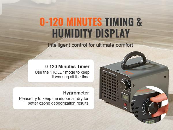 VEVOR Ozone Generator, 36000mg/h Ozone Machine Odor Remover, High Capacity Commercial/Industrial Ozone Generator Machine, Home Air Ionizers Deodorizer with 0-120 min Time Setting for Rooms, Cars, Pets