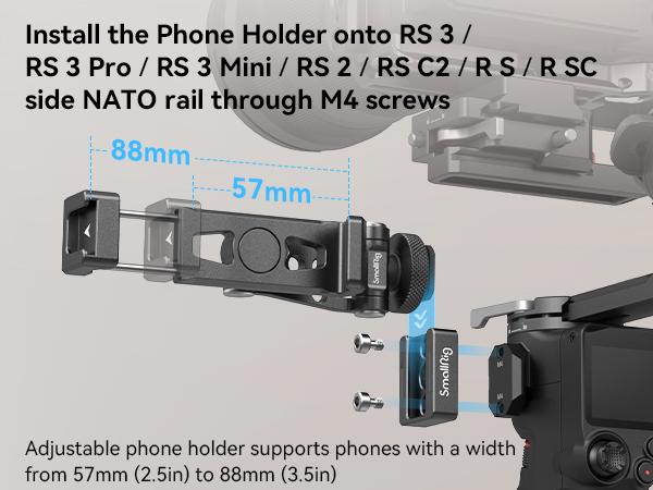 SMALLRIG Universal Phone Tripod Mount, Metal Cell Phone Mount with Cold Shoe Mount and M4 Screws for DJI Stabilizers, Free Adjustment Phone Mount Adapter for iphone16 Pro/MAX, for Samsung Galaxy - 4301 Smartphone Accessories