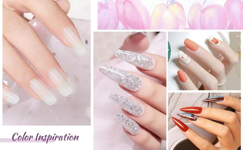 JODSONE 60 PCS Gel Nail Polish Kit with U V Light Base and Matte Glossy Top Coat Nail Gel Polish Soak off Manicure Accessory Tools Suitable for All Seasons