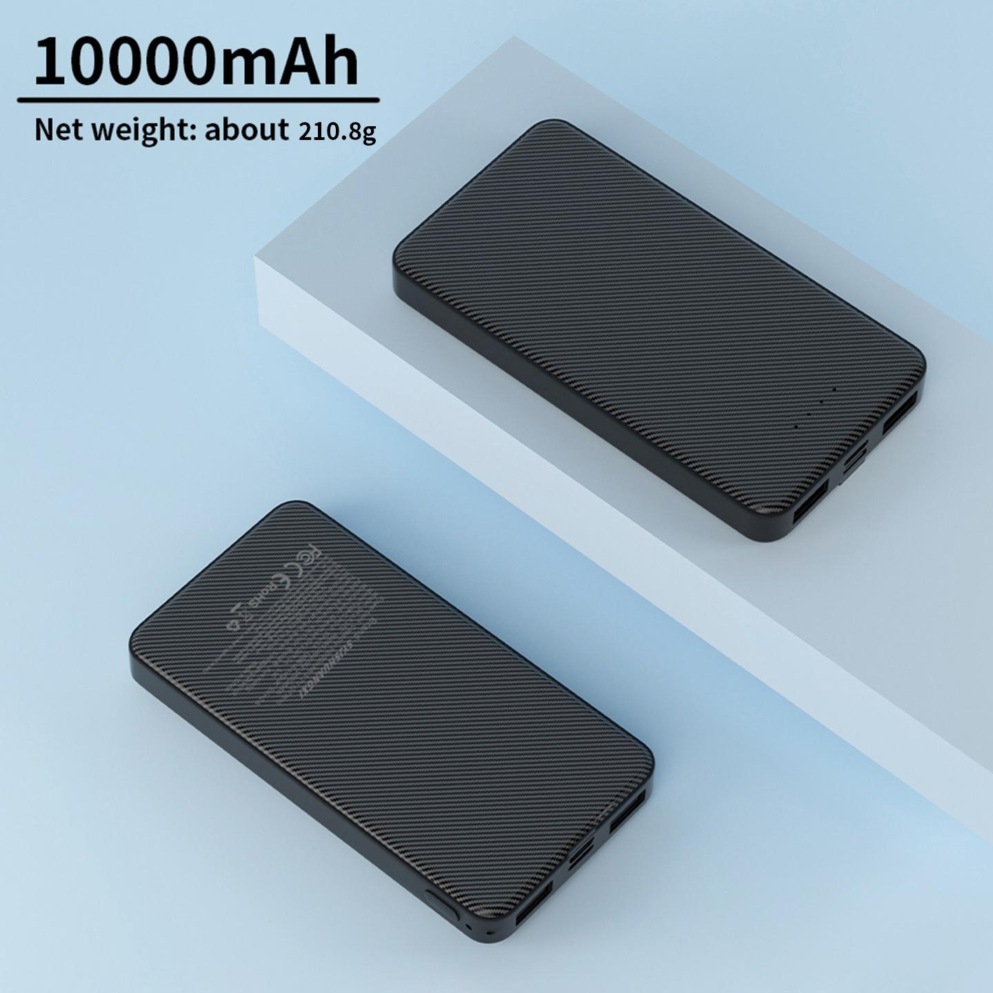 1pc 10000mah Power Bank, Dual Output USB-A & Type-C, Fast Charging, Portable Charger for iPhone Android Devices