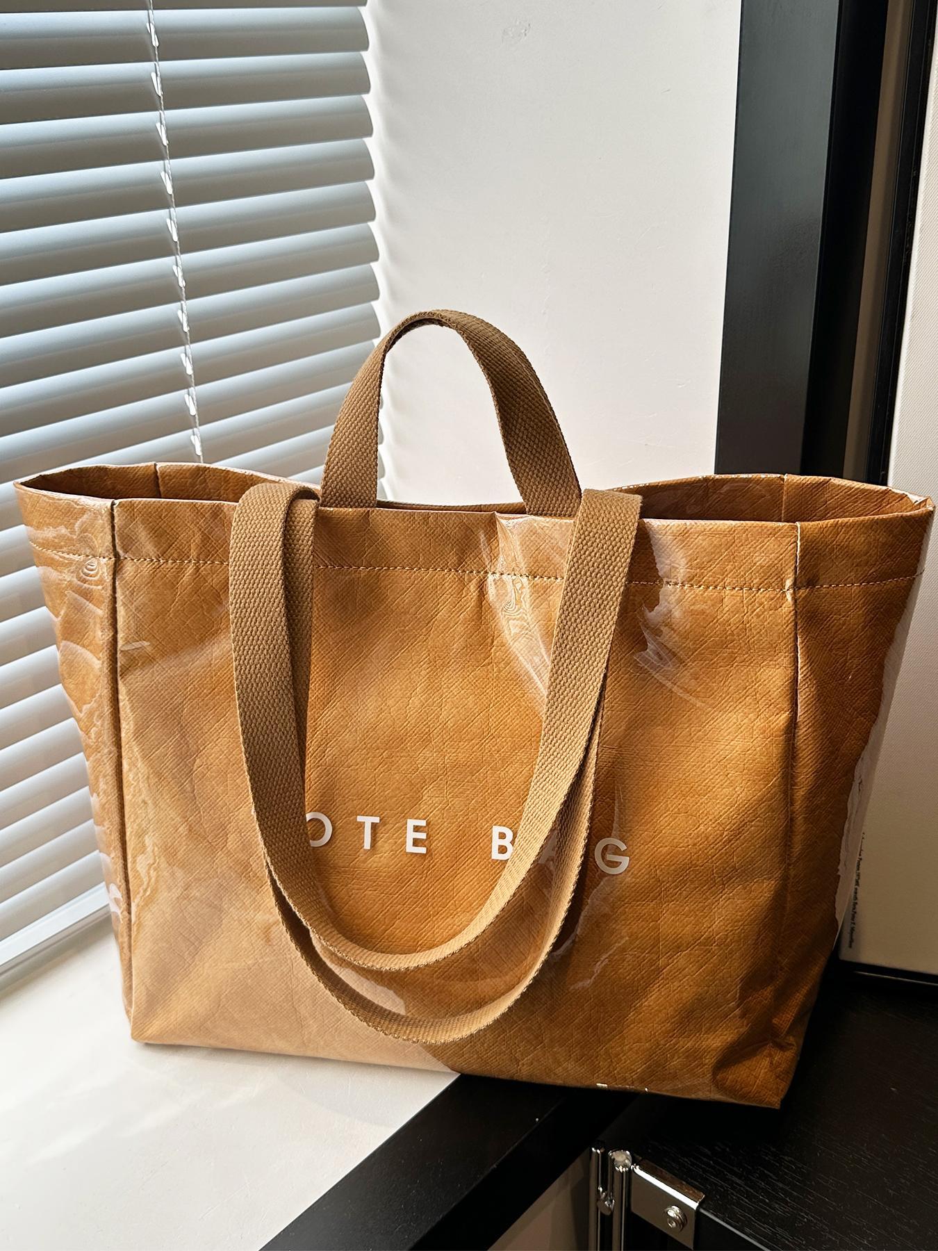 26 Valentine's Day Gift Letter Print Large Capacity Tote Bag, Commuter Shoulder Bag, Trendy Versatile Handbag, Shopping Bag, Fashionable Women's Big Bag