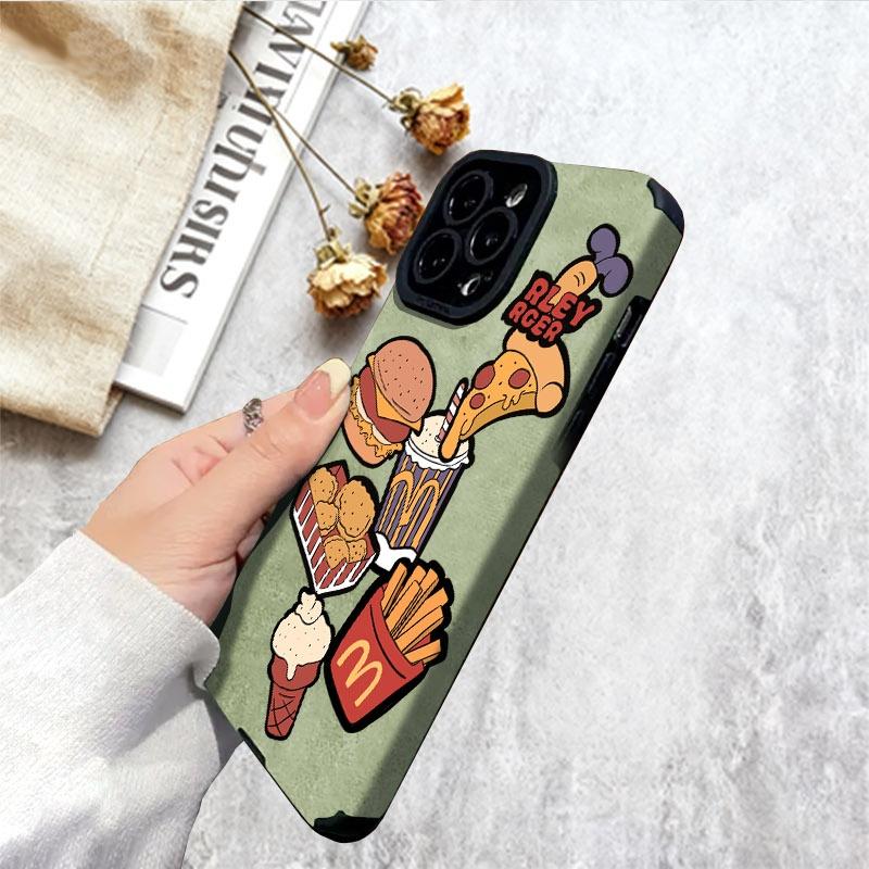 Fast Food Cartoon Phone Case, Multiple Colors/Specs Available, Durable Protective Cover for Phones, Stylish Design with Hamburger, Pizza, Fried Chicken & More, Perfect for Daily Use, Trendy Phone Accessory