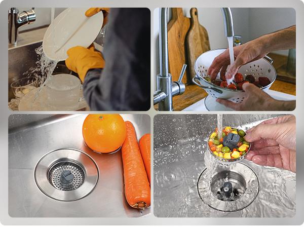 Kitchen Sink Drain Strainer 3 in 1, 304 Stainless Steel Pop Up Sink Stopper, Anti-Clogging Sink Drain Strainer for US Standard Kitchen Drain