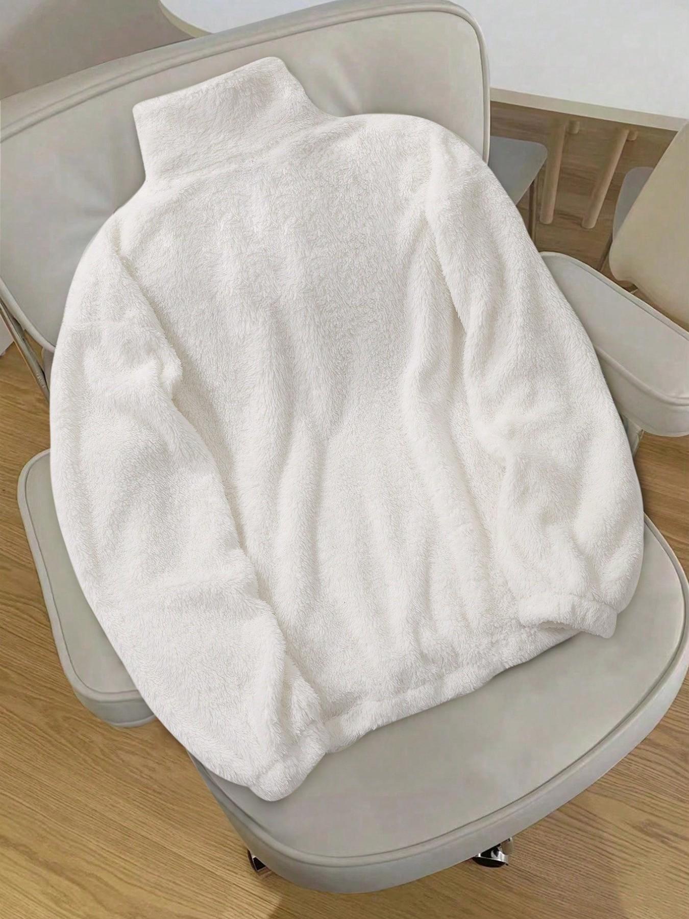 Men's Quarter Zip Fleece Pullover Sweatshirt, Solid Color Plain Long Sleeve, Casual Style, Perfect for Daily Wear and Outdoor Activities