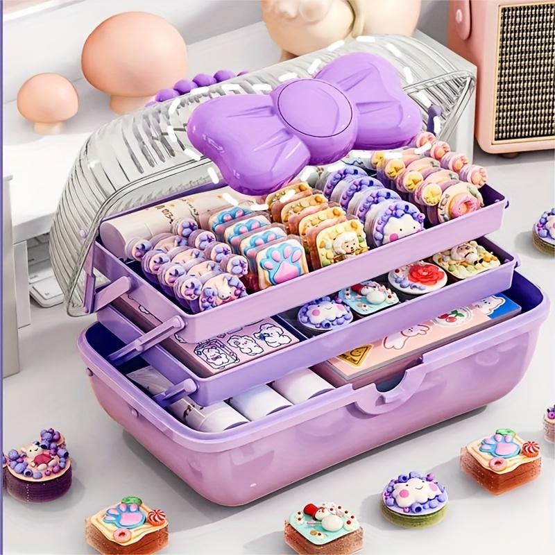 Cute Multi-Layer Desktop Storage Box, Organizer for Toys & Cosmetics, Rotating Hair Accessory Holder, Home Office Organization Solution