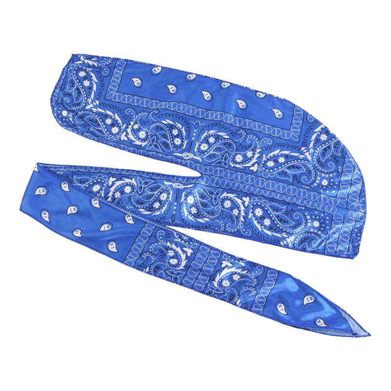 4pcs Men's Paisley Silky Durags Hiphop Head Wrap Du Rags Bandana Cap Pirate Hat Headband Long Tail Cap