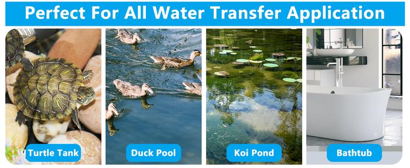 hygger 215 GPH Quick Water Change Aquarium Pump Submersible Fountain Water Pump Fish Tank Pond Drain Transfer Pump with 2 Adaptors Black