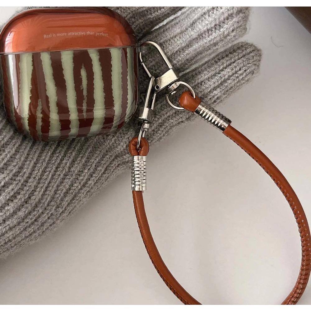 Retro Brown IMD AirPods Case with Lanyard – Shockproof Protective Cover Supports Wireless Charging for AirPods 1/2/3/Pro/Pro 2