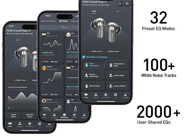 TOZO-Crystal Pods Hybrid Active Noise Cancelling Wireless Earbuds, Dual Mics ENC AI Clear Calls, Bluetooth 5.4 in Ear Headphones, 35H Long Playtime, IPX5 Waterproof Headset Black Charging Audio Electronic Connection Custom Stereo Chargeable TOZO-Crystal Pods Hybrid Active Noise Cancelling Wireless Earbuds, Dual Mics ENC AI Clear Calls, Bluetooth 5.4 in Ear Headphones, 35H Long Playtime, IPX5 Waterproof Headset Black Charging Audio Electronic Connection Custom Stereo Chargeable