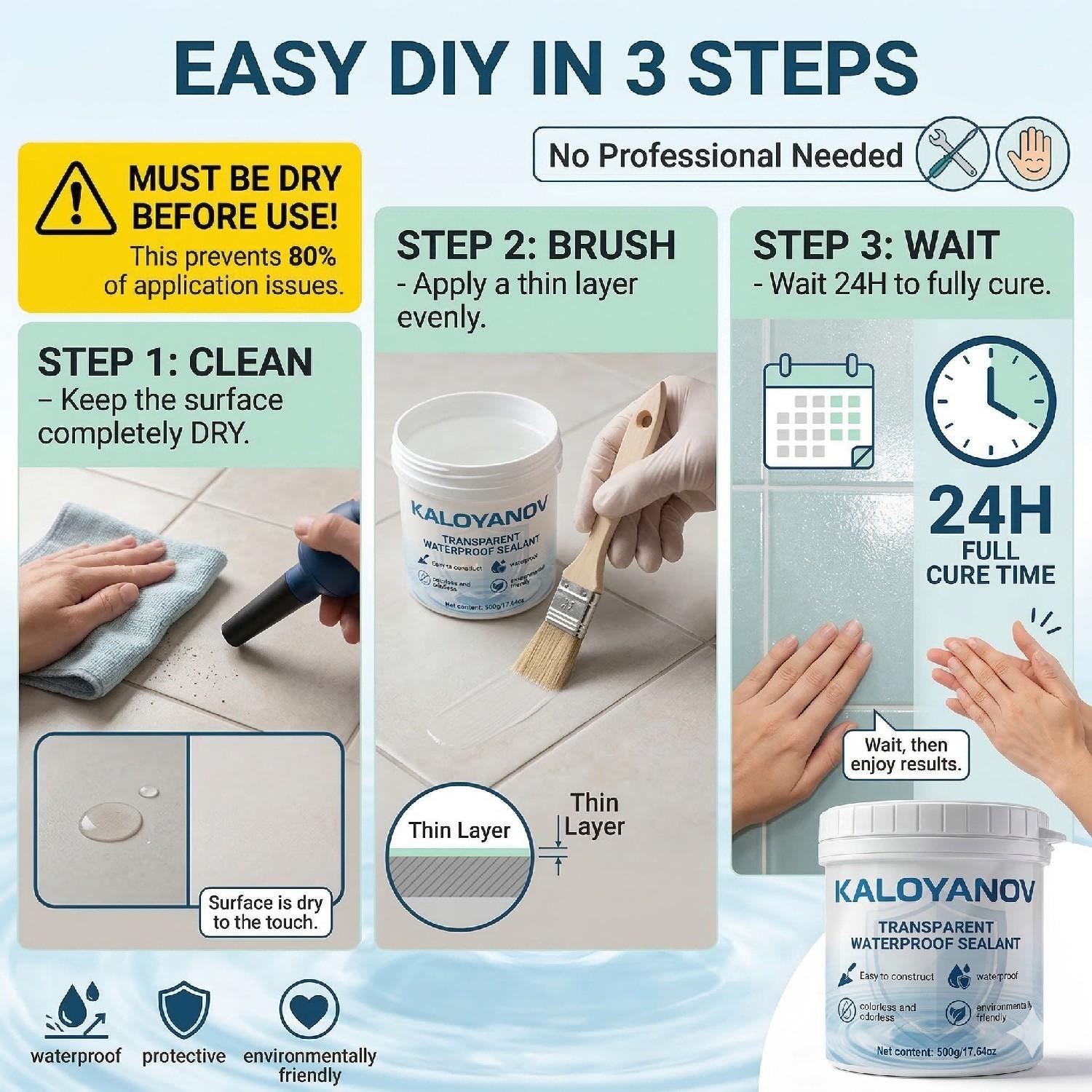 500g Transparent Waterproof Sealant Anti-Leakage Glue with Brush for Bathroom Roof Window Wall Tile Repair Coating Agent